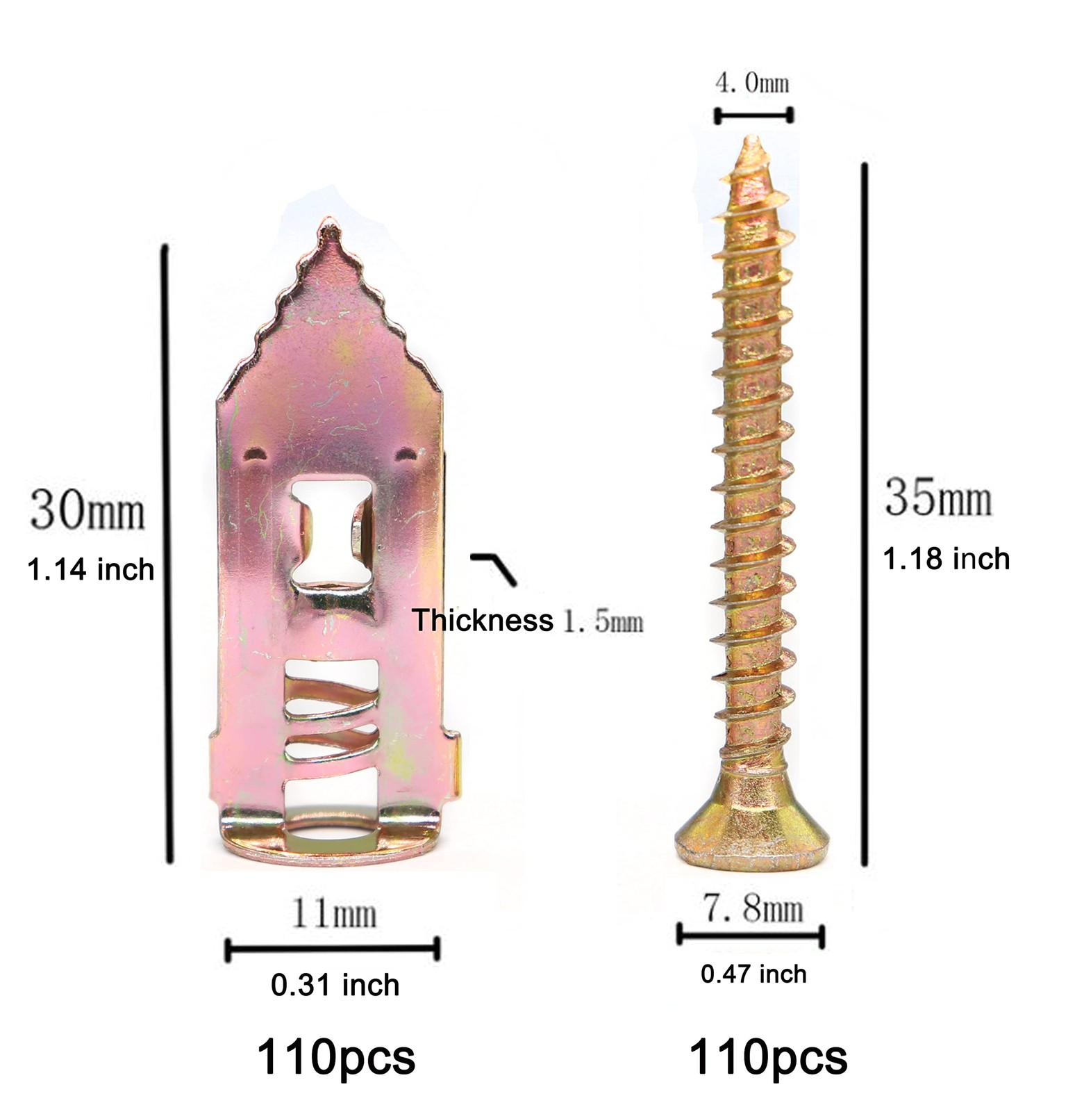 binifiMux Drywall Anchors with Self Drilling Screws Kit, 12x30mm Bronze