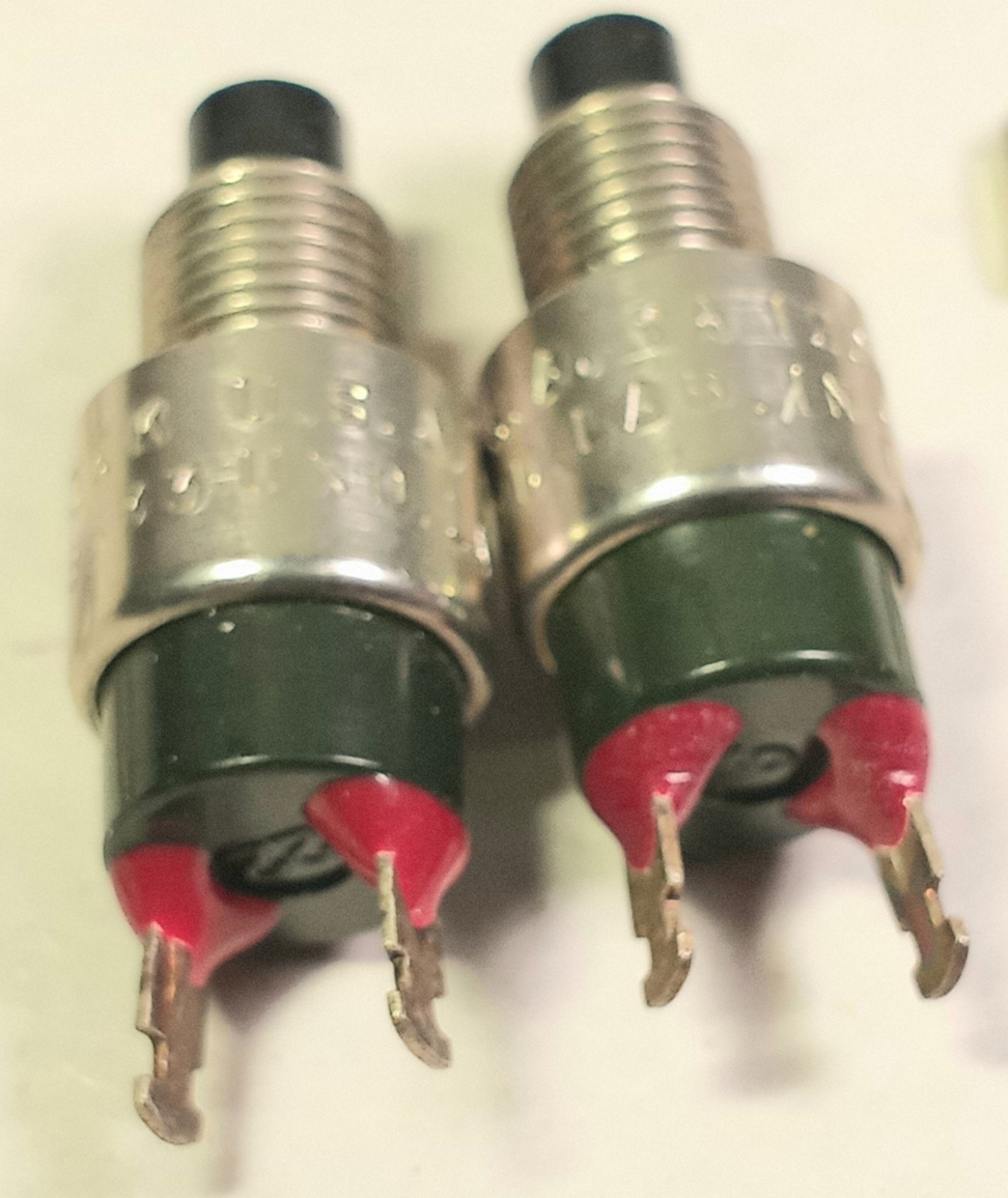 2pc C&K 8533 PUSHBUTTON SWITCH SPDT Standard Panel Mount Made In U.S.A. Vintage