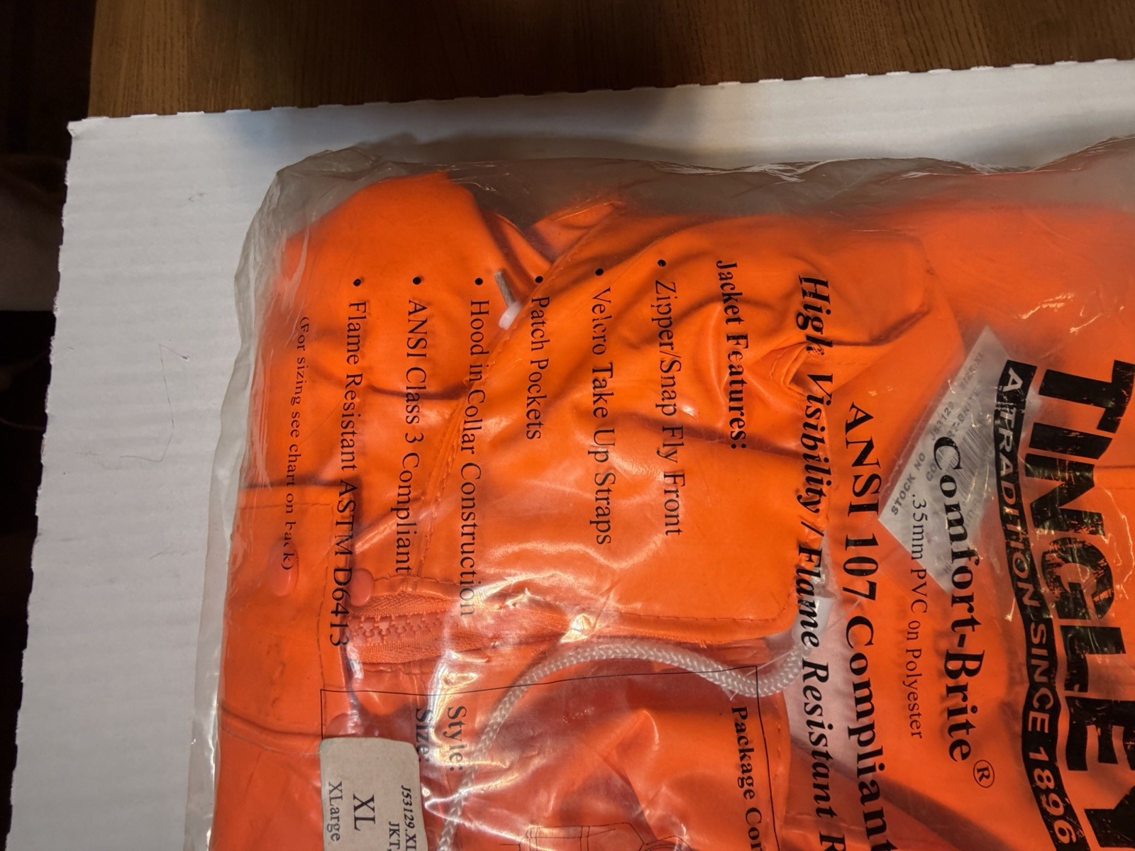 Tingley Rain Jacket J53129 Flame Resistant Orange XL Comfort Brite Hi Visibility