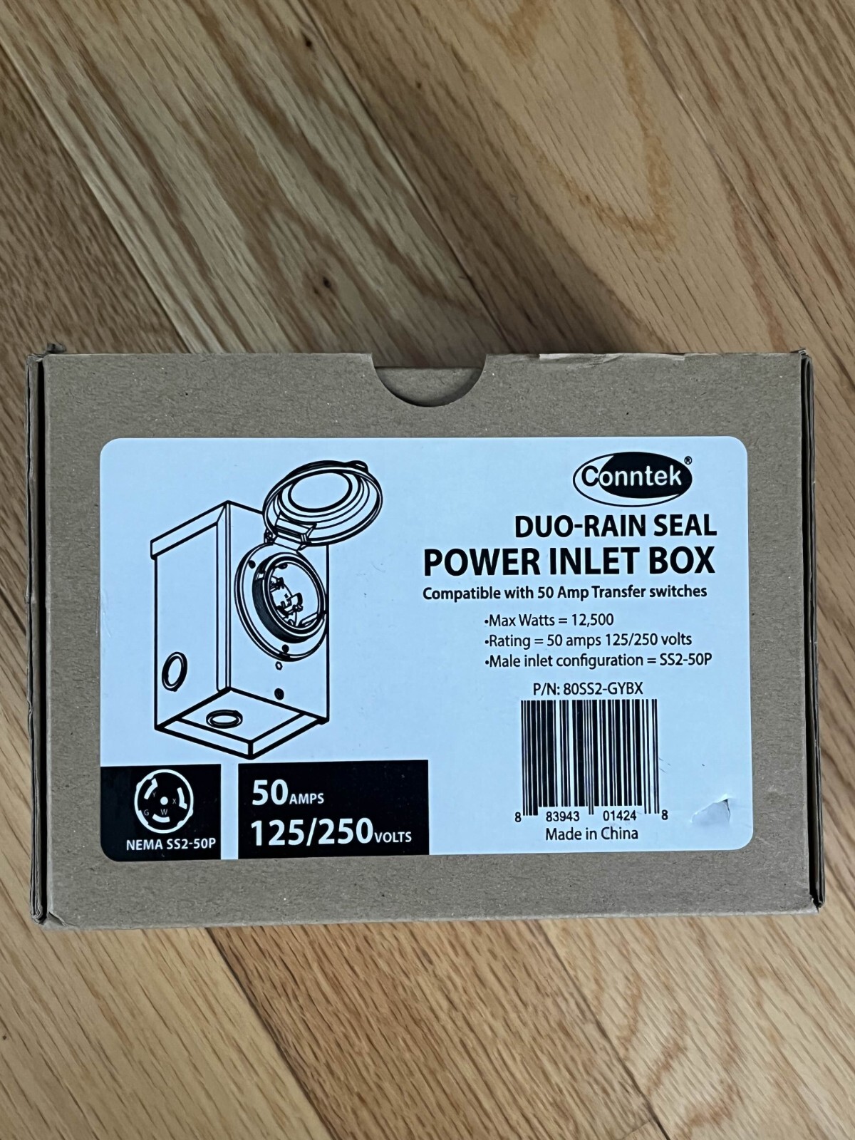 Conntek 80SS2-GYBX 50 Amps 125/250 Volts Power Inlet Box, *NEW*
