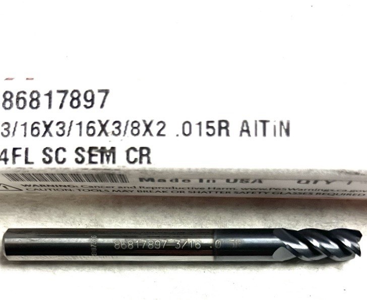 5PC Accupro 3/16″ 4FL Corner Radius End Mill .015R Carbide AlTiN 86817897 NEW