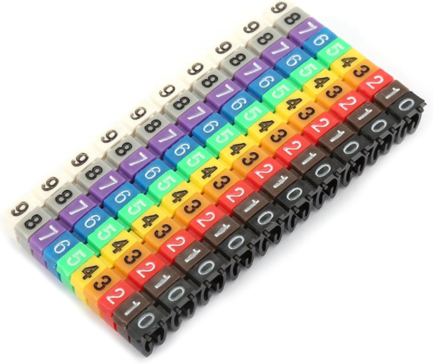 Wire Number Labels, 0.2 X 0.1In Colorful Wire Number Tube Cable Marker, Digital