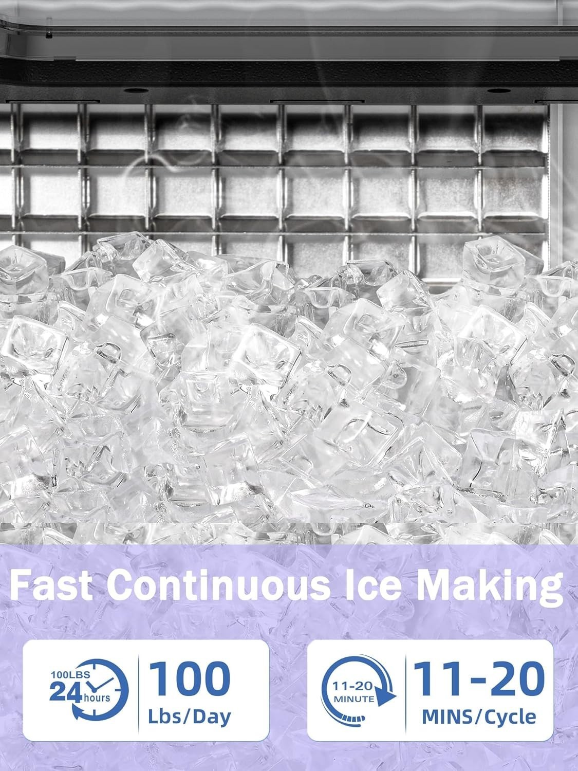 Commercial Ice Maker Machine 100Lbs/24H, Stainless Steel Undercounter Ice Maker