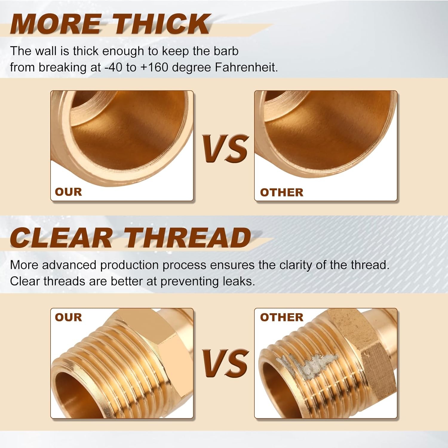 1/4 Inch Barb to 1/4 NPT Male Brass Hose Fitting Air Water Fuel Line Adapter 5PK