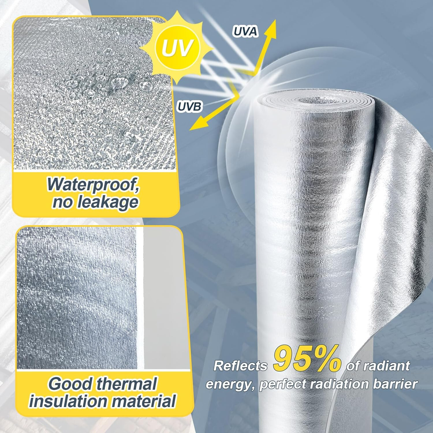 USEP 10mm REFLECTIVE Foil FOAM CORE Insulation Radiant Barrier 1FT X 10FT R12