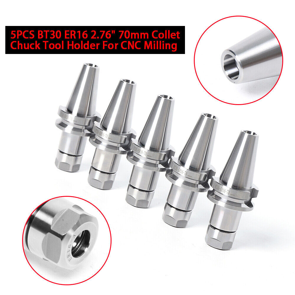 BT30 ER16 70mm 5PCS SET Collet Chuck Tool Holder Balance 12000RPM BT 30 USA