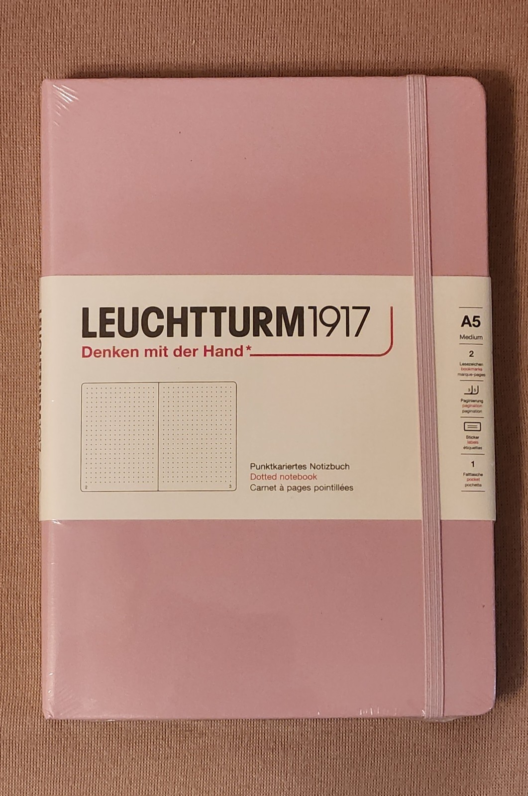 Leuchtturm 1917 Hardcover Dot Grid Notebook in Powder (pink) – A5 – NEW SEALED