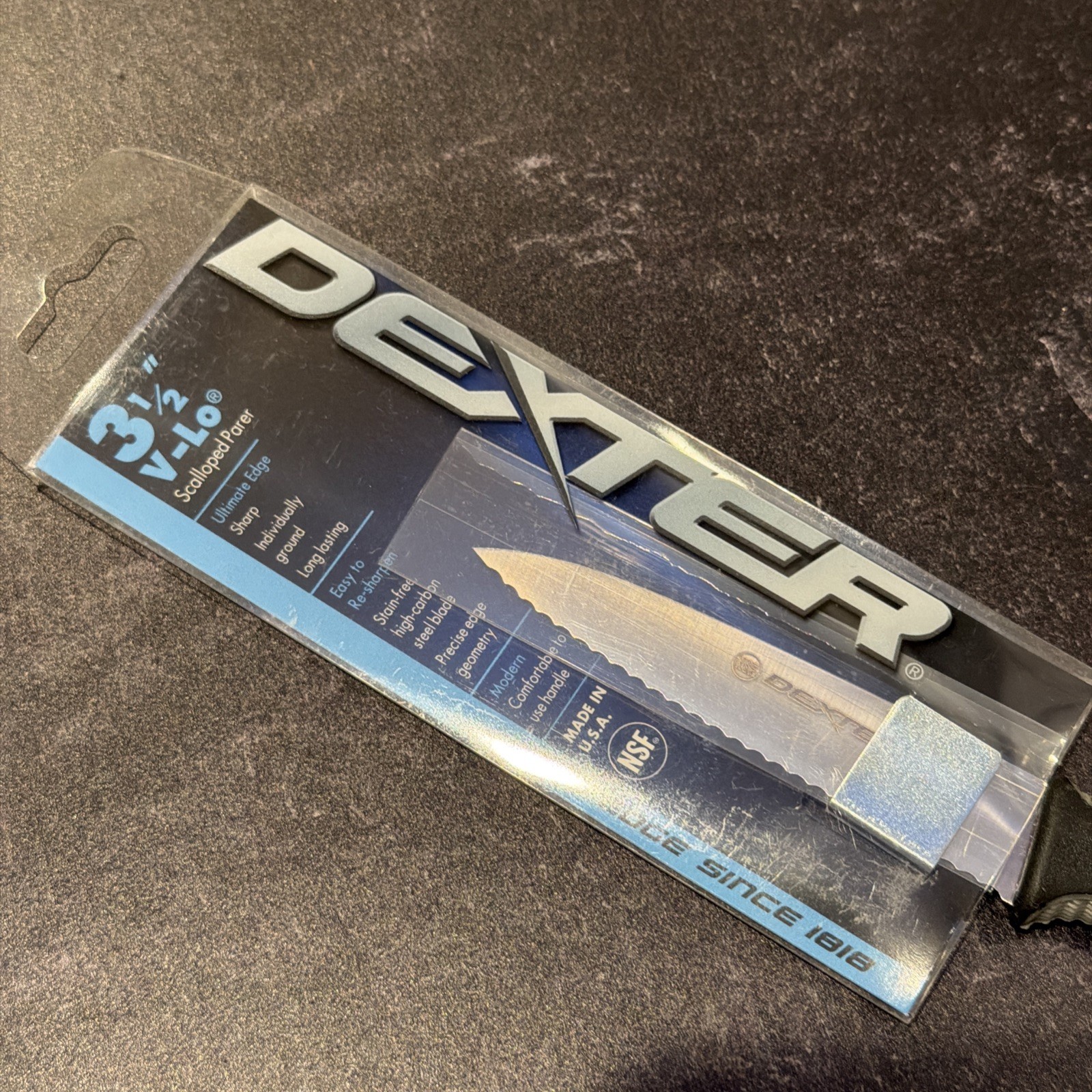 Dexter-Russel V-Lo 3 1/2″ Paring Knife ~ Black/Gray ~ Scalloped Parer ~ NEW!