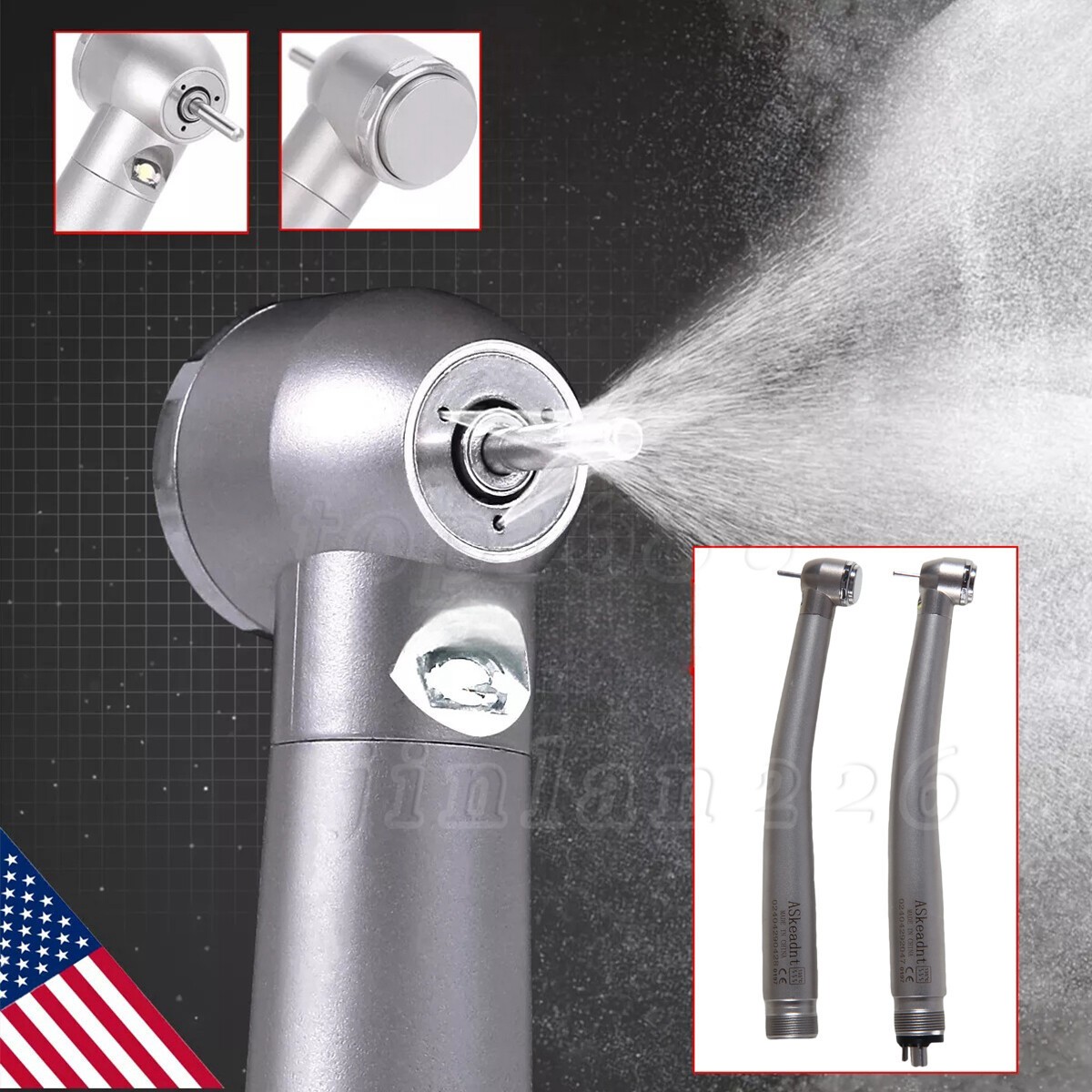 PANA MAX Pieza Mano Dental de Alta Velocidad Turbina Aire Pulsador 2/4H w/ LED