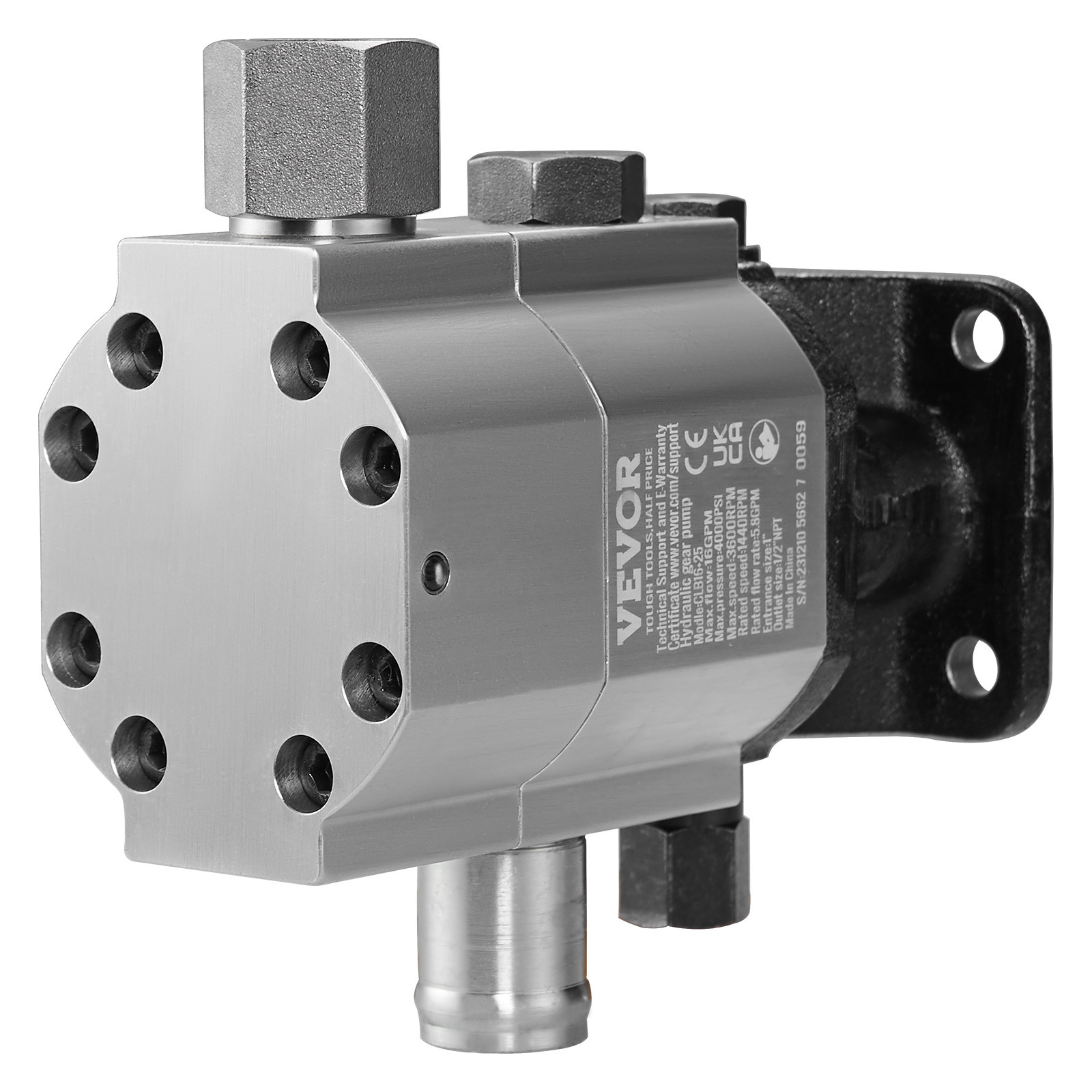 VEVOR Log Splitter Pump 16 GPM 2 Stage HiLo Gear Pump Hydraulic Pump
