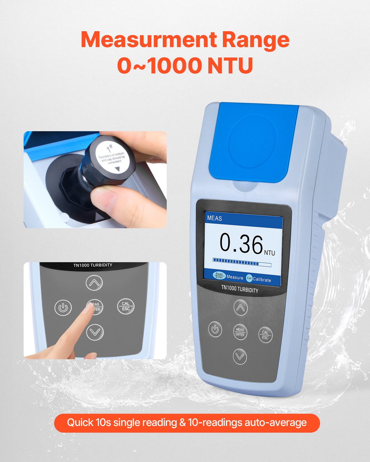 Uimoso Portable Turbidity Meter, 0–1000 NTU Range, ISO 7027 Standard Compliant