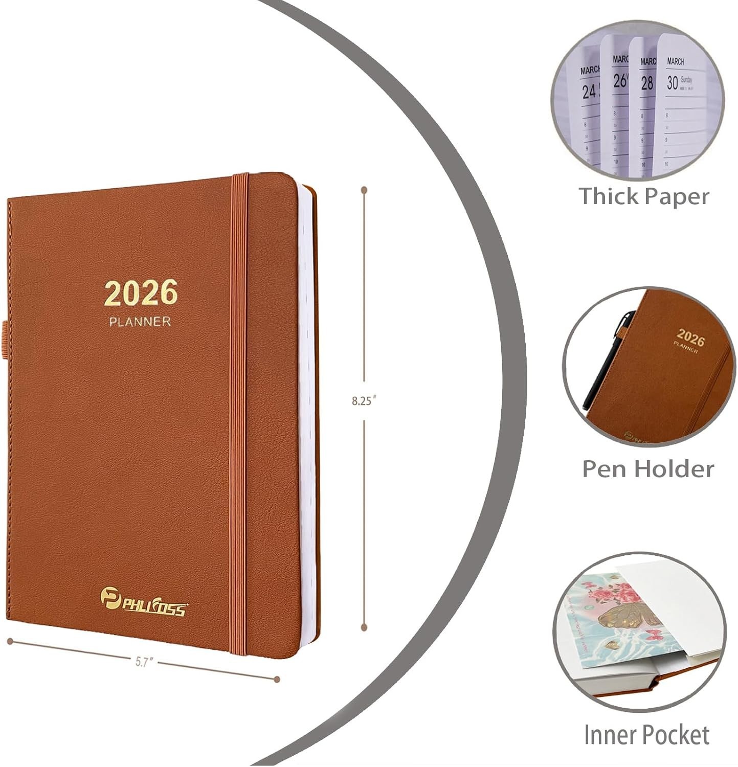 2026 Daily Planner/Calendar, One Page Per Day, Daily Monthly Agenda Planner w…