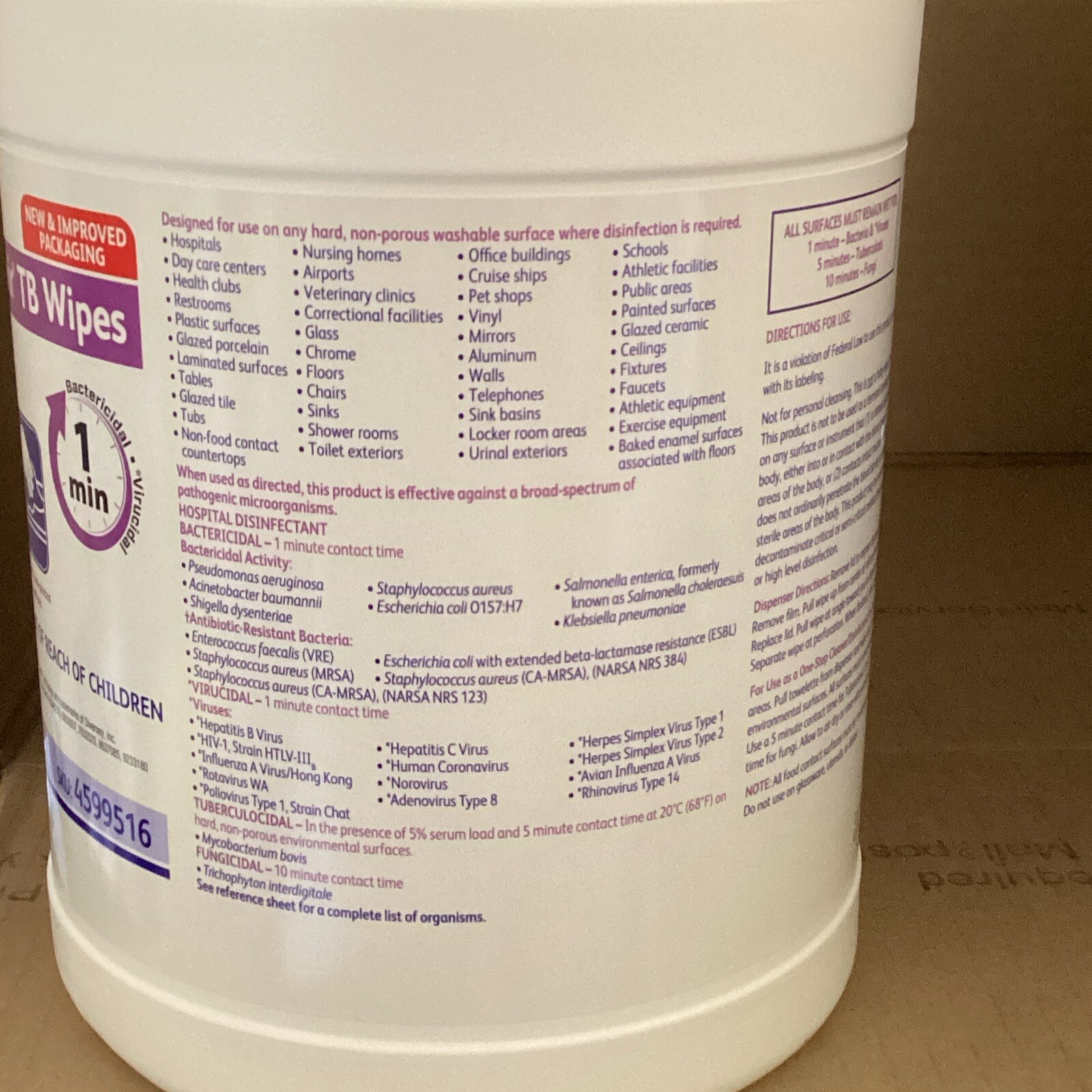 LOT of (4) Diversey Oxivir TB Disinfectant Wipes Containers, White, 160 ea – NEW