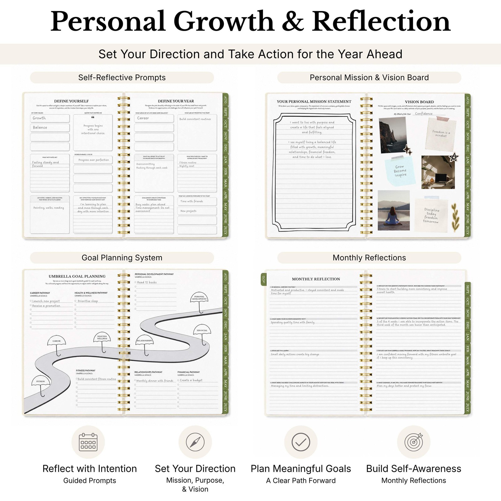 2026-2027 Mid-Year Monthly Weekly Spiral Planner B5 August Start Agenda