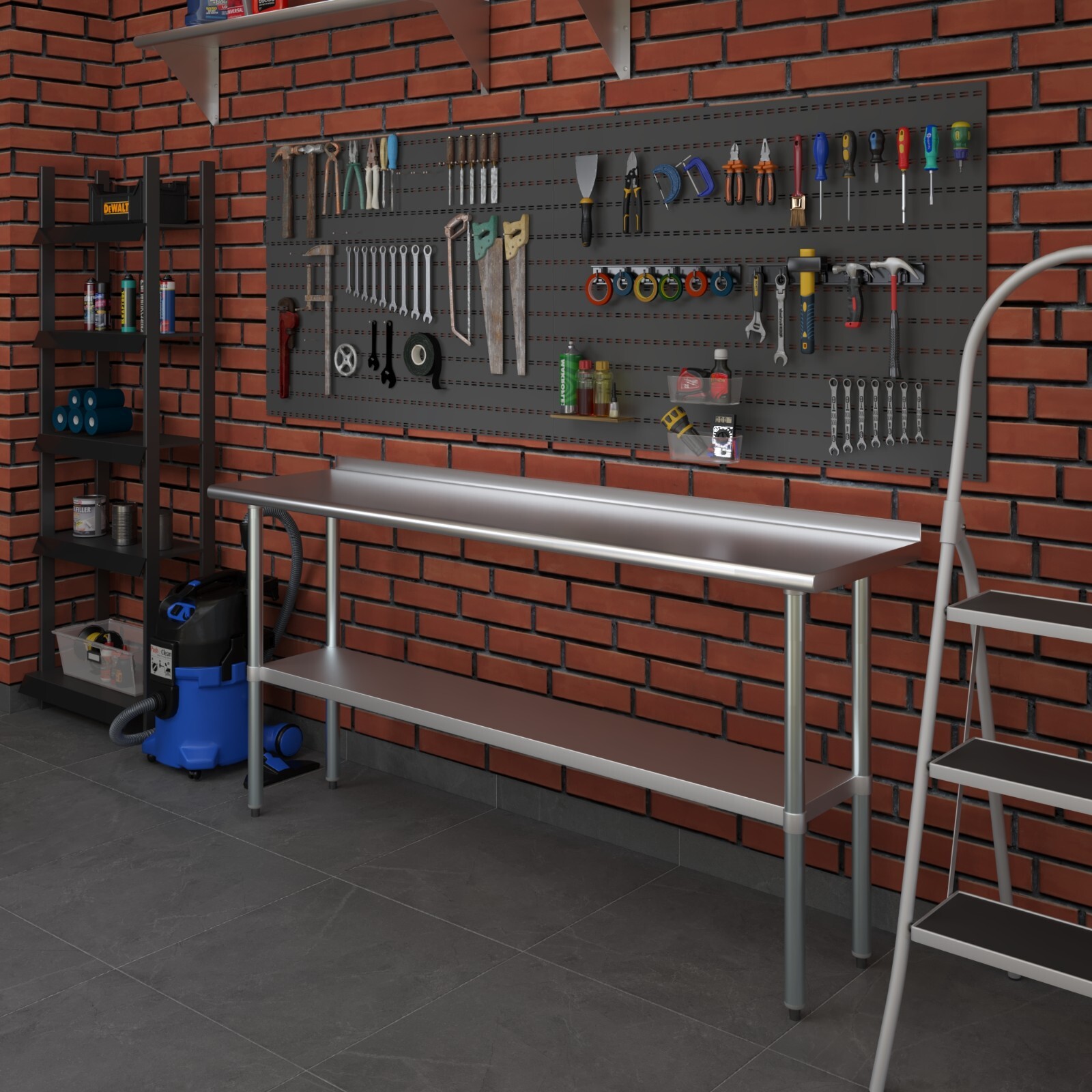 18 in. x 72 in. Stainless Steel Work Table with 1.5 in. Backsplash