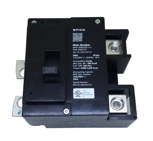 Span 200 Amp 6-03060-02 200 Amp 2 Pole 120/240V Main Circuit Breaker