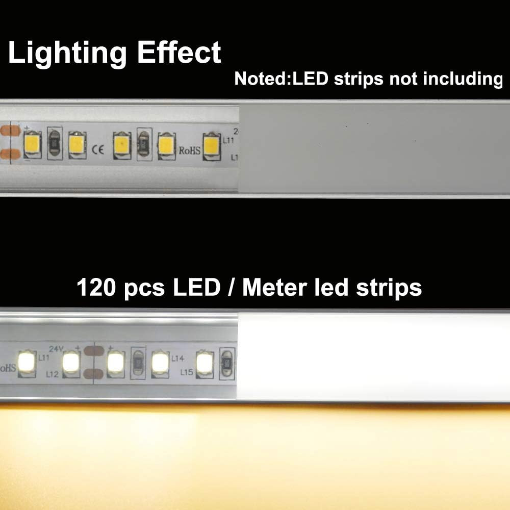 10-Pack 6.6Ft/ 2Meter Plus-Size U Shape LED Aluminum Channel System with Milky C