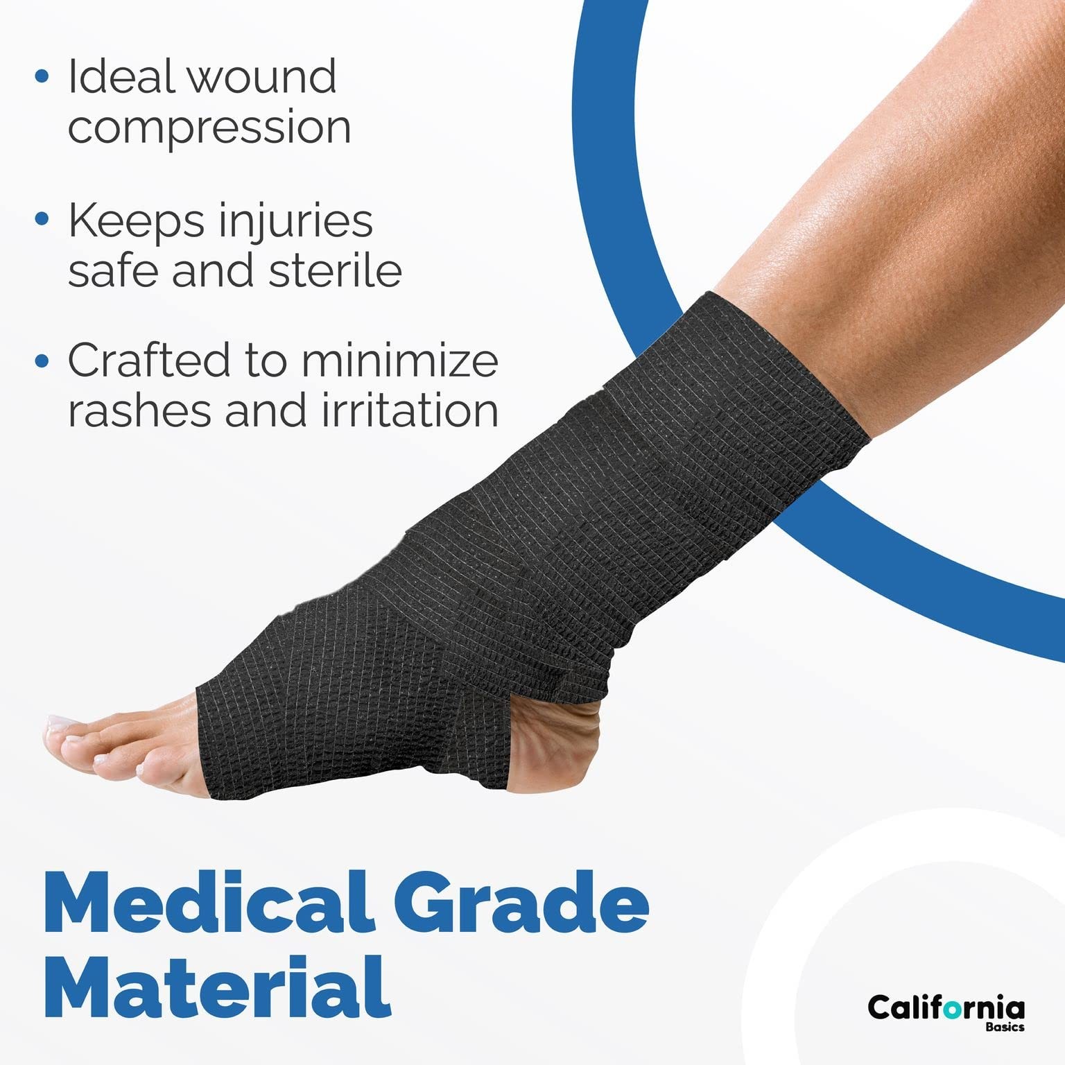 Self-Adhesive Bandage Wrap – Suitable for All 10 Count (Pack of 1), Black