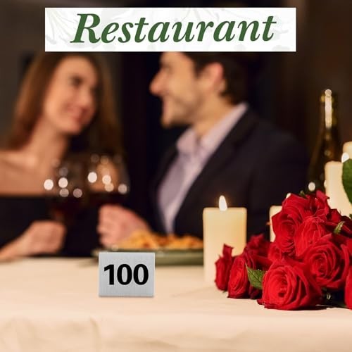 100 Pack Stainless Steel Table Numbers 1-100, Double-Sided Tent Signs for Events