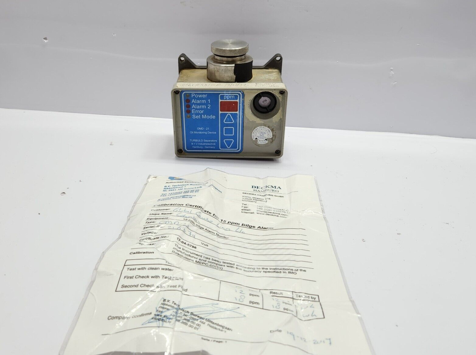 DECKMA HAMBURG OMD-21 OIL MONITORING DEVICE 10700