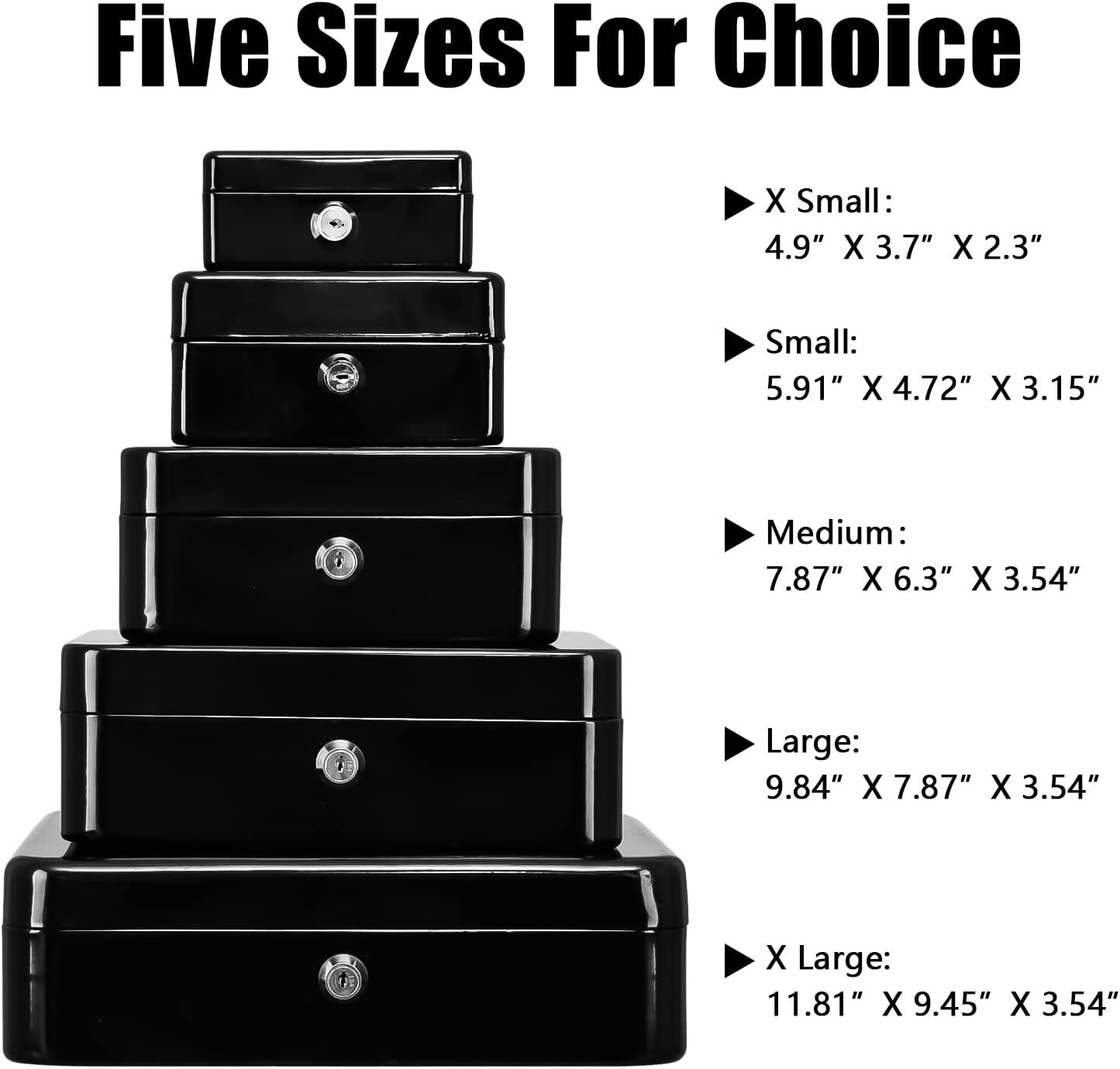 Durable Key Lock Cash Box – Scratch Resistant, Portable – 5.91×4.72×3.15 Black