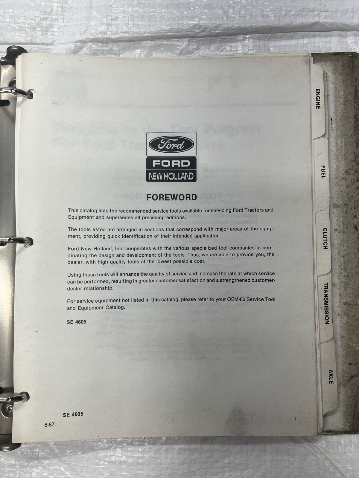 Ford New Holland Service Tools and Equipment Binder SE 4605