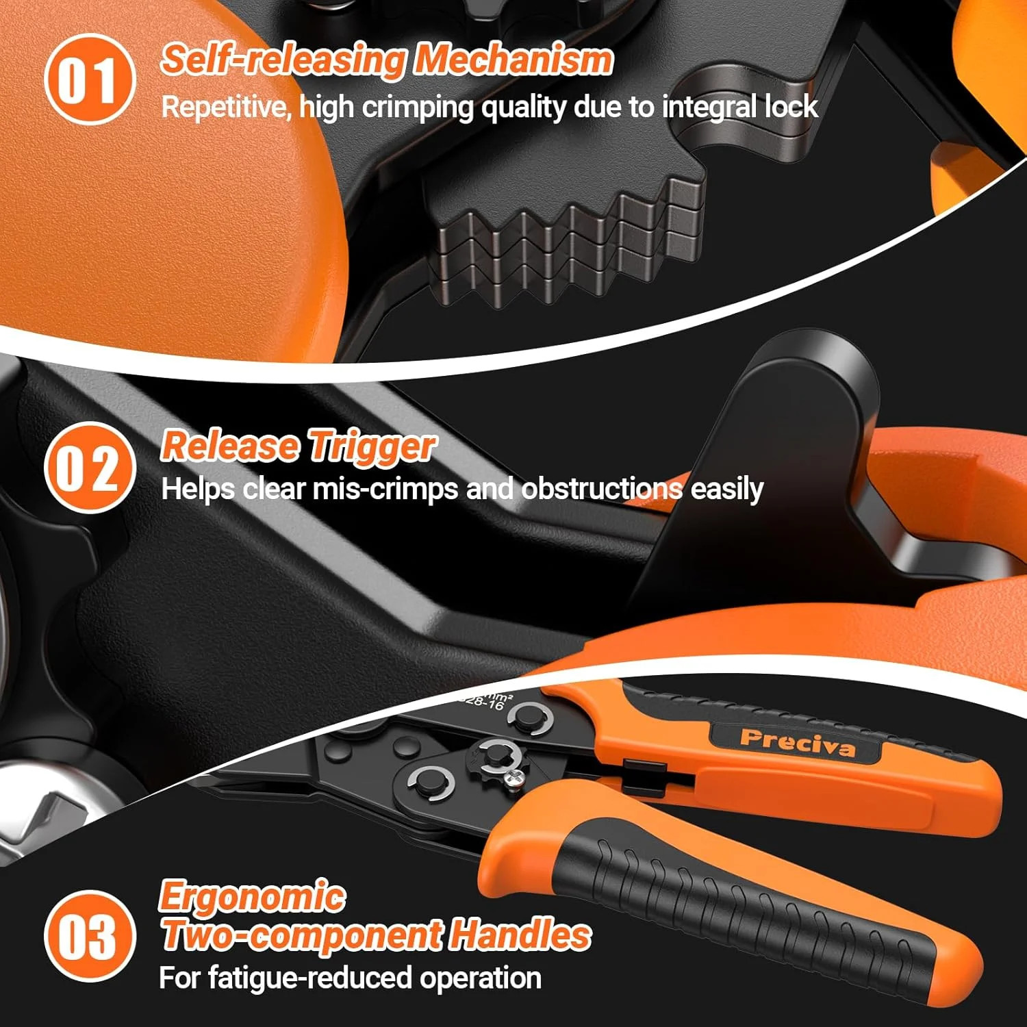 Preciva 5-in-1 Wire Crimper, Dupont Terminals & Open Barrel Terminals – AWG 28-1