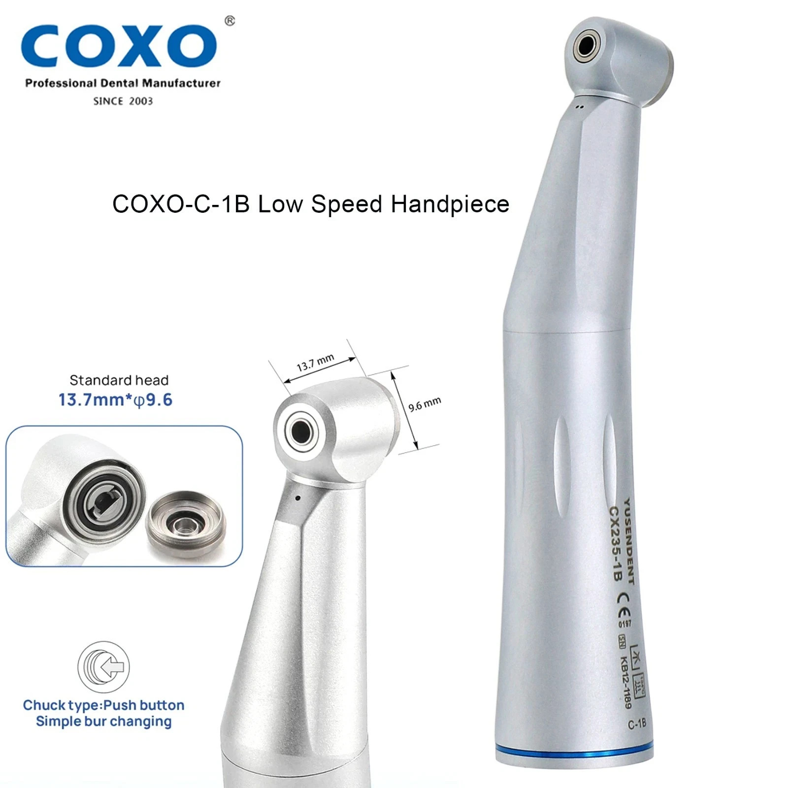 US WAVE Dental Burs Round Latch RA 2.35mm COXO Low Speed Contra Angle Handpiece
