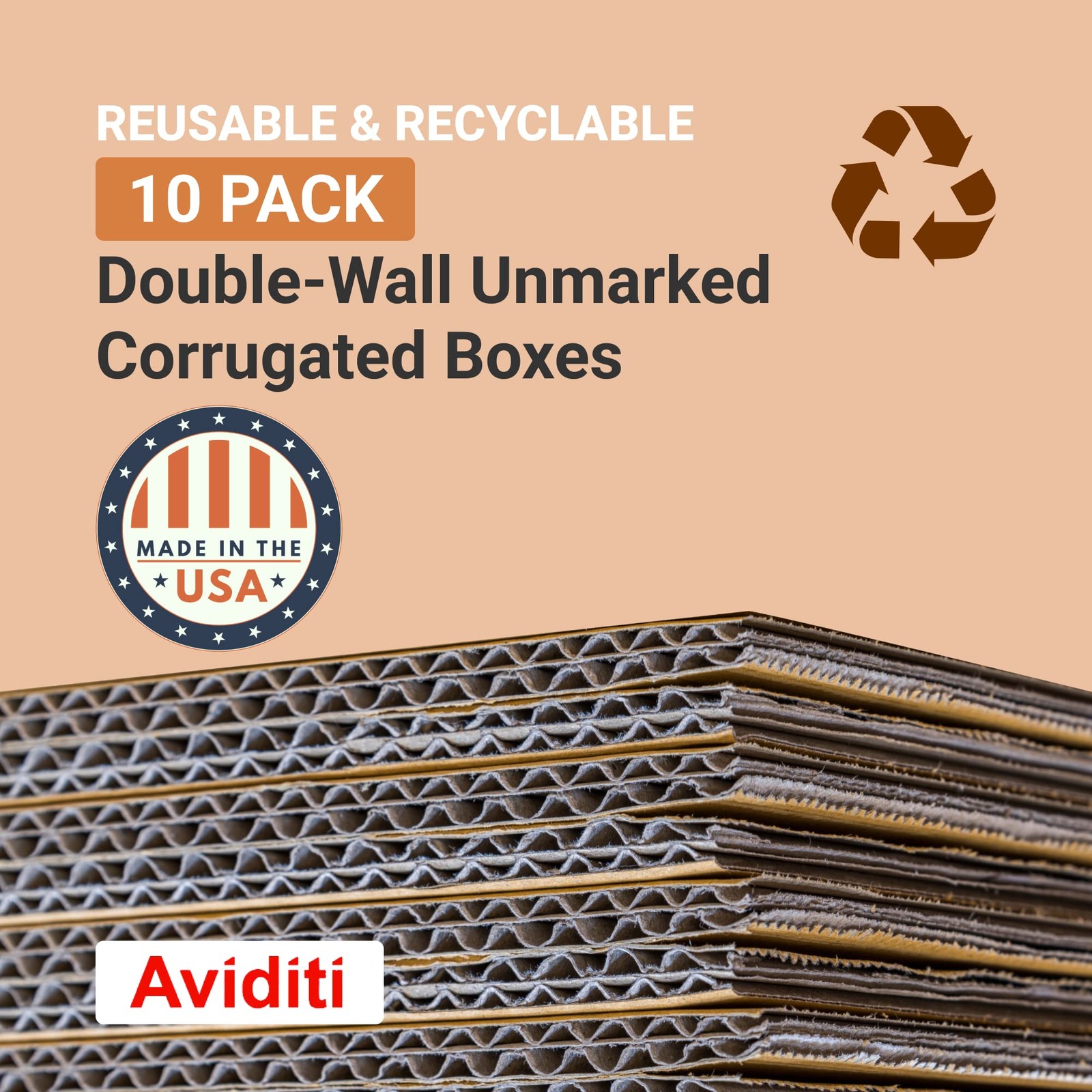 AVIDITI Shipping Double Wall Boxes Large, 24L x 18W x 12H 10-Pack | Double Corru
