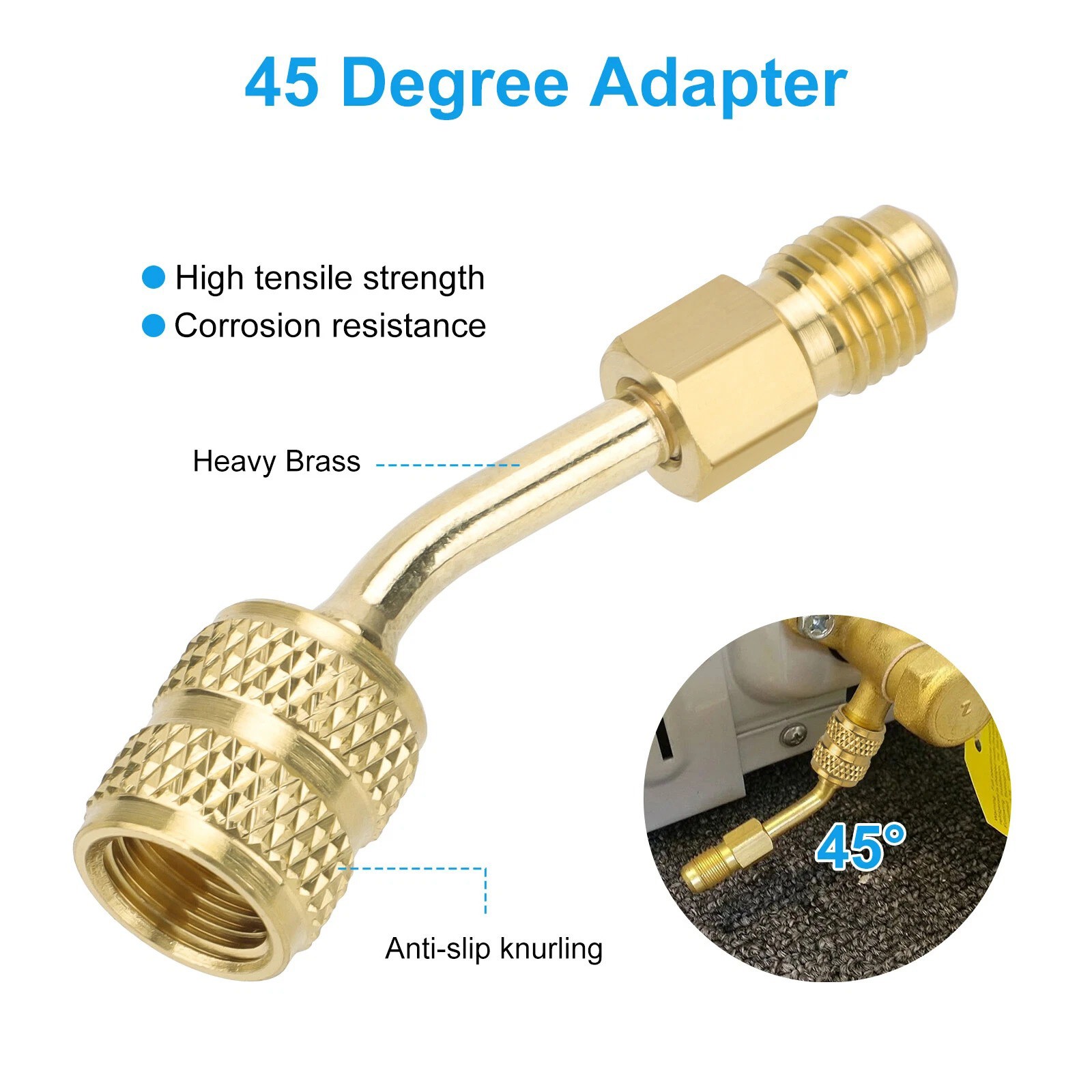 R410A Adapter 5/16″ Female SAE to 1/4″ Male Flare For Vacuum Pump Connection