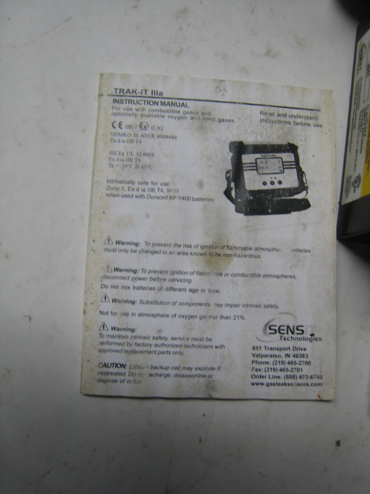 SENSIT Trak-It 111 lll IIIa 4-Gas Combustible Gas Indicator leak detector 44 078