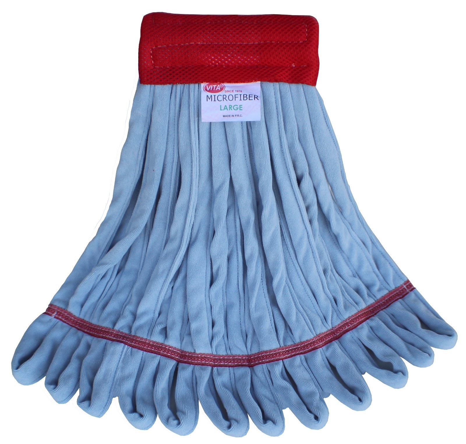 Microfiber Wet Mops : Large Blue Microfiber Tube Wet Mop w/Wide Band – 3 Pack
