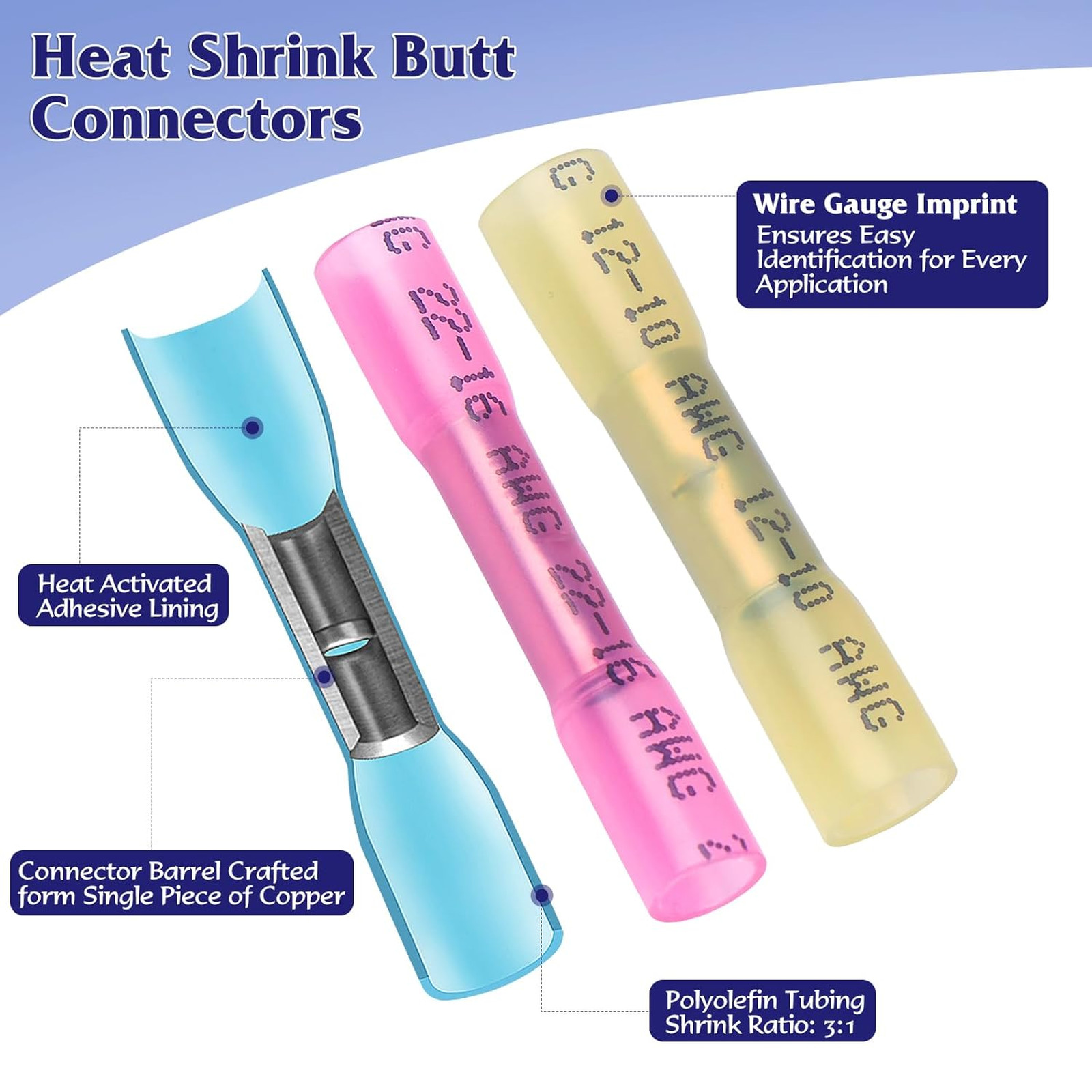 Heat Shrink Wire Connectors Kit Waterproof Marine Grade Crimp Terminals Tinned