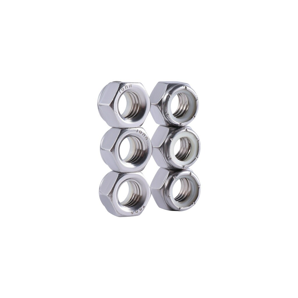 304 Stainless Steel Nylon Insert Hex Lock Nuts Nylock 10 sizes available