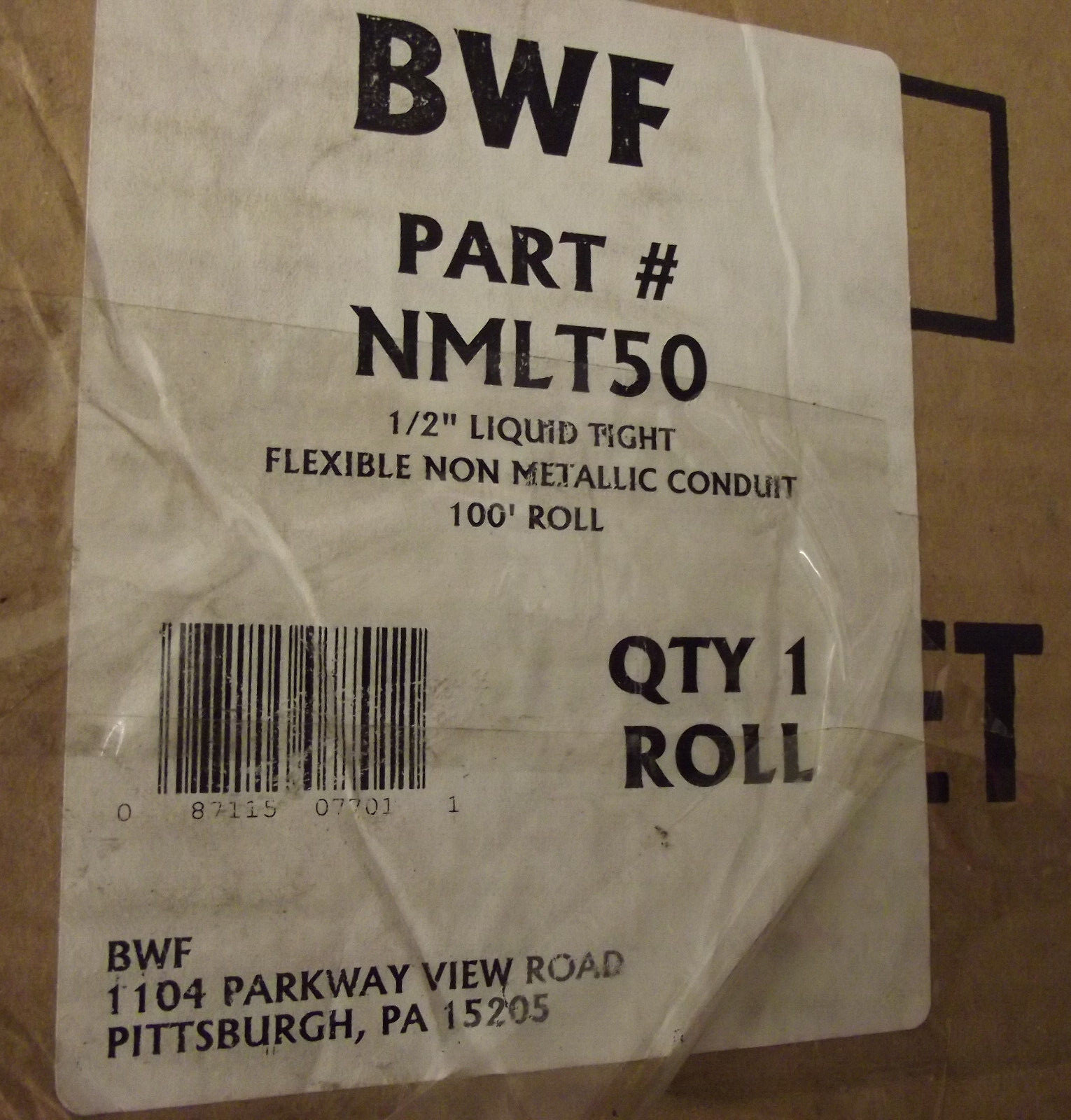 100 Foot By 1/2″ Non-Metallic Flexible Liquid-Tight Conduit Gray BWF NMLT50 UL