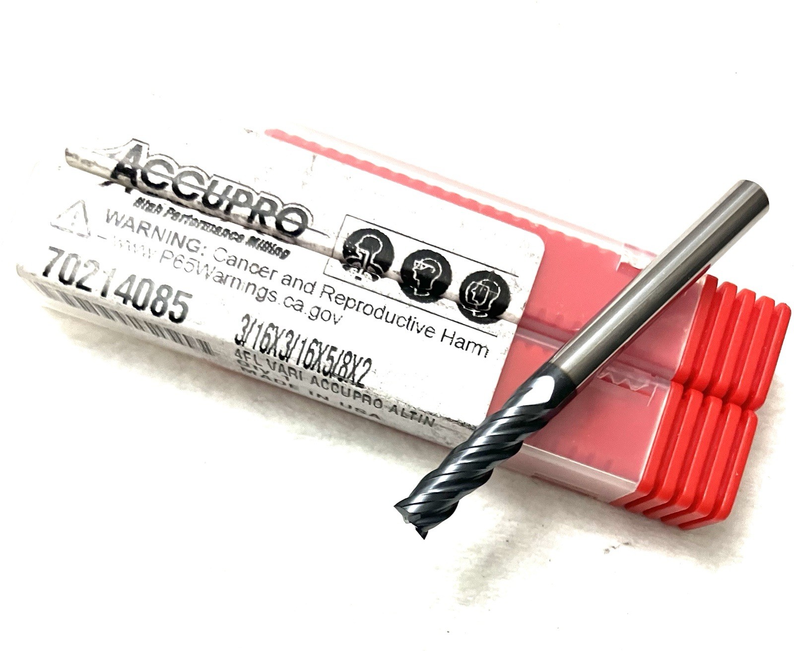 5PC Accupro 70214085 3/16″ 4FL Square End Mill Solid Carbide AlTiN NEW