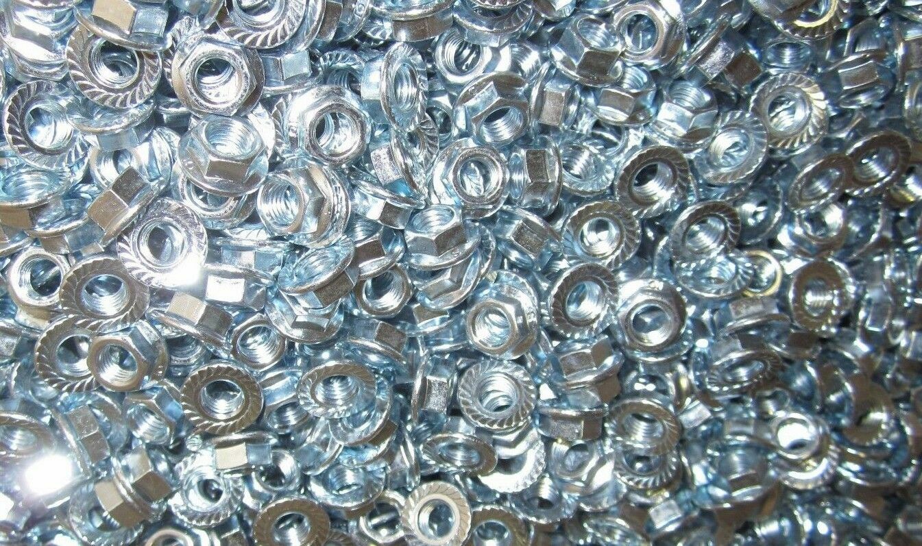 M7-1.0 Metric Serrated Flange Lock Nut Steel Zinc Plated 160pc