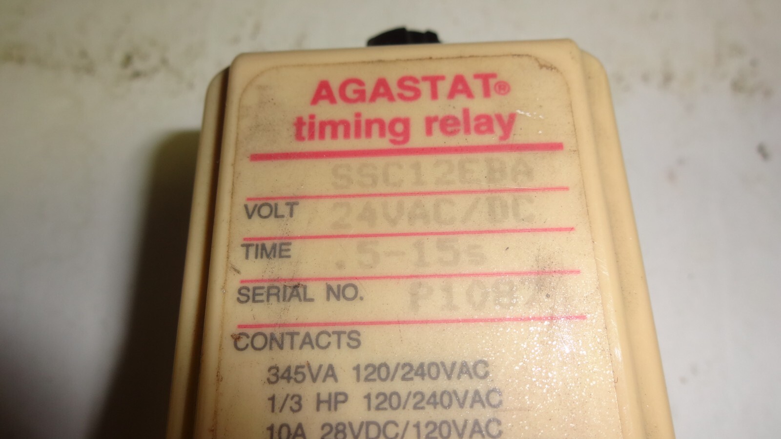 Agastat SSC12EBA 24V Ac/Dc 8 Pin Timing Relay .5 – 15 seconds