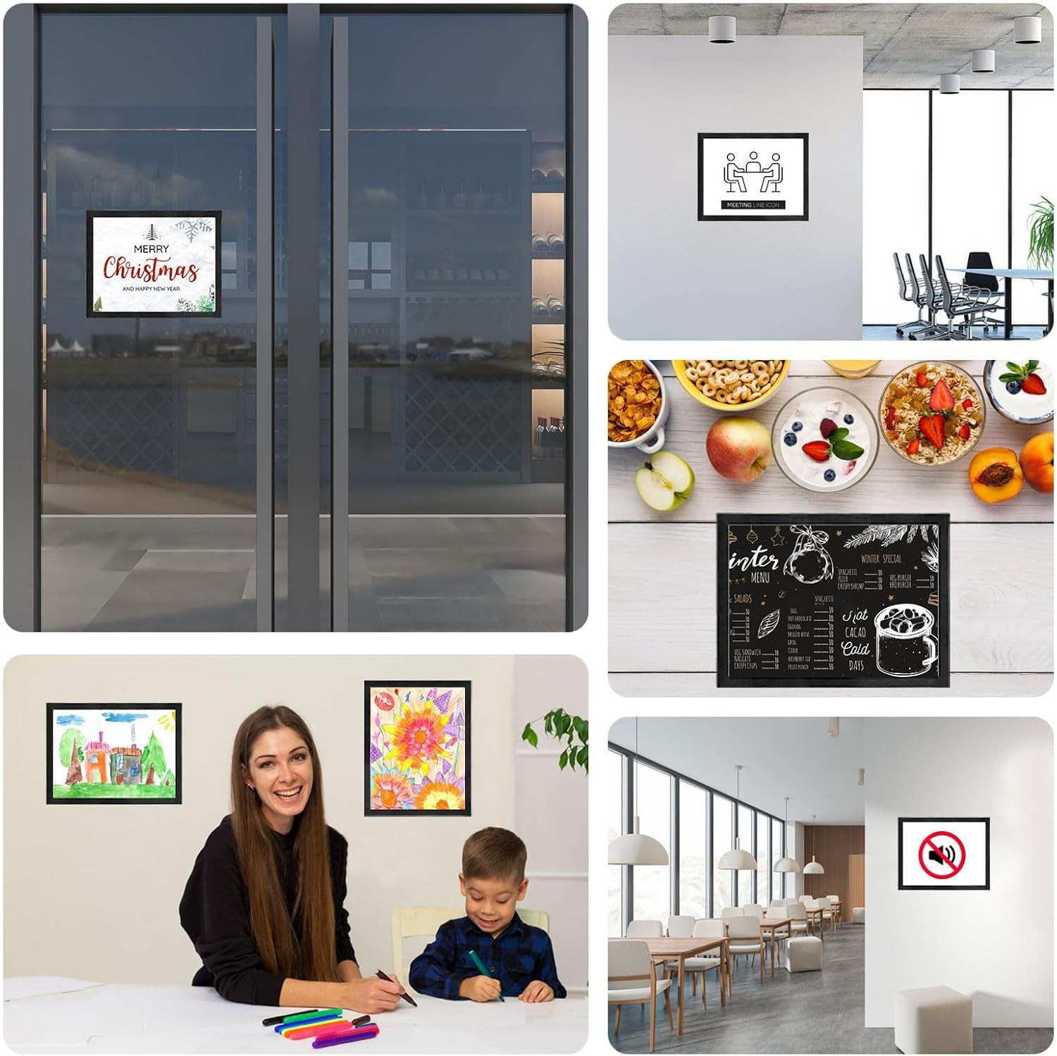 8.5 X 11 Magnetic Sign Holder 6 Pack, Self-Adhesive Wall Mount Sign Holder, Magn