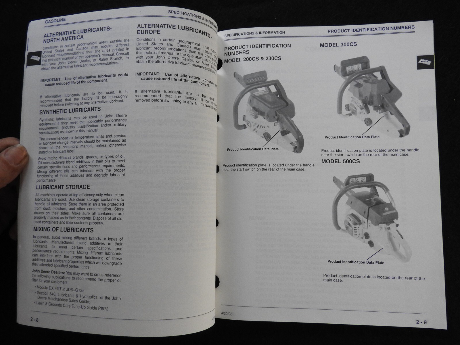 JOHN DEERE 200CS 230CS 300CS 550CS CHAINSAW TECHNICAL SERVICE REPAIR MANUAL NICE