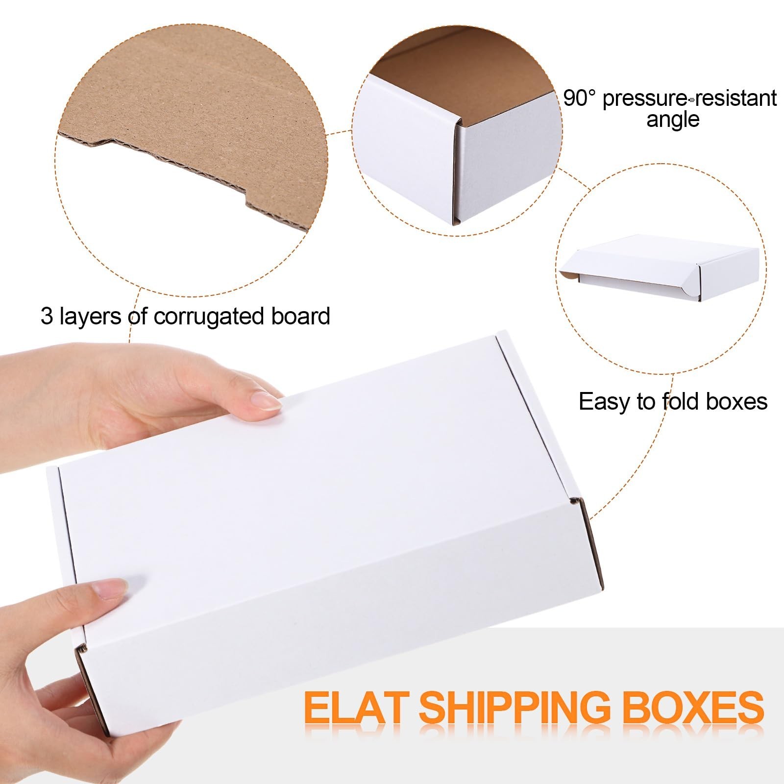 Qilery 200 Pcs 7.09 x 5.12 x 1.97 Inches Boxes Corrugated Cardboard White