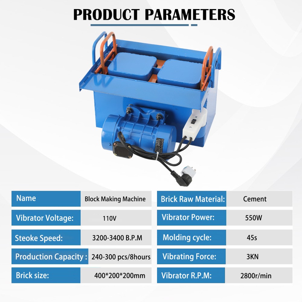 3KN Cement Block making machine 110V Portable Small Paving Block Making Machine