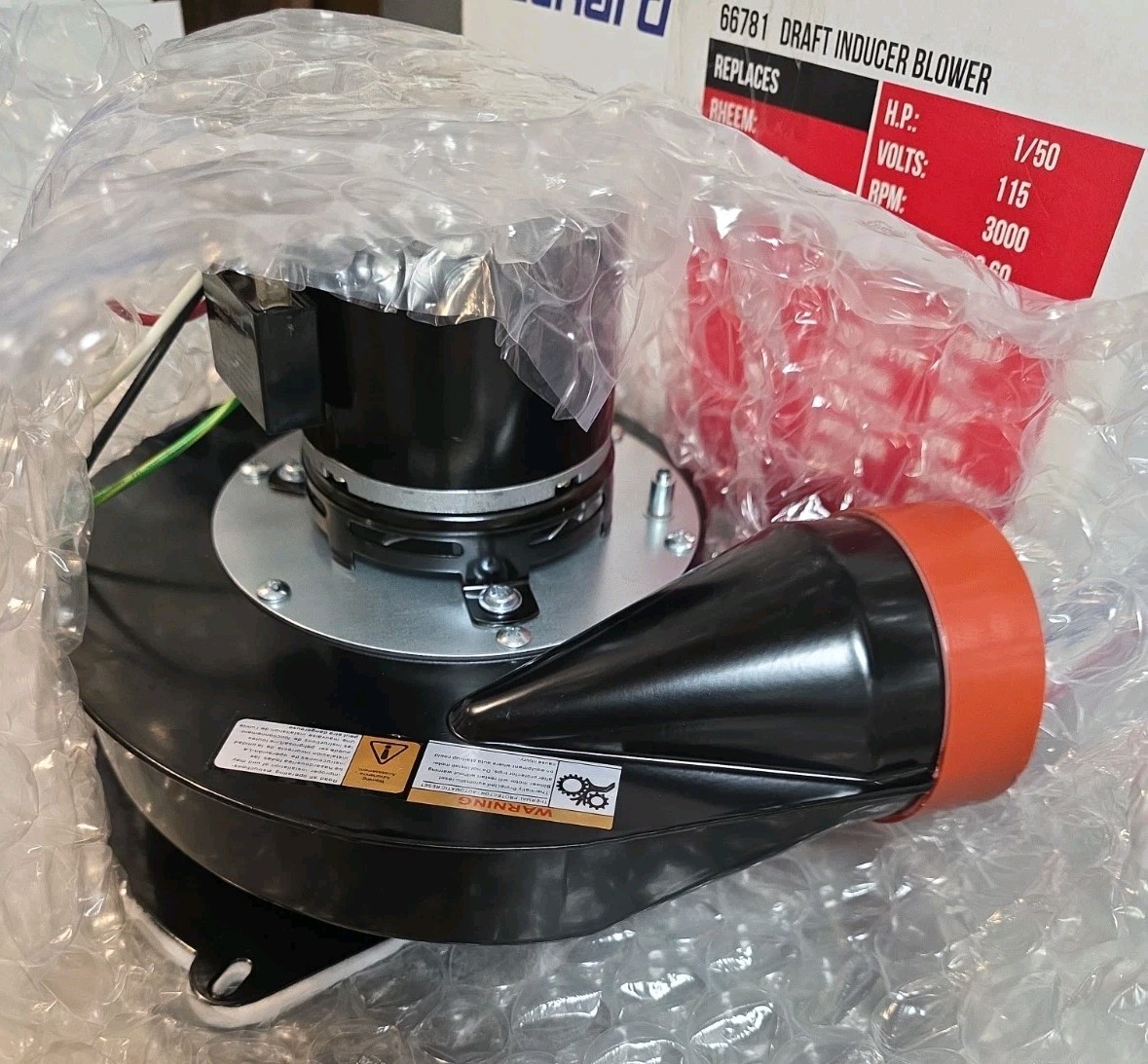 Packard 66781 Rheem Replacement Draft Inducer Blower Motor 115V 0.6 Amp