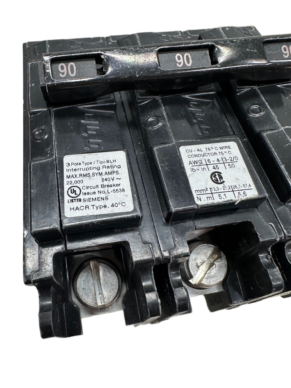 SIEMENS B390H 90A 240VAC 3POLE TYPE BLH CIRCUIT BREAKER 🔥 Fast Shipping 🔥