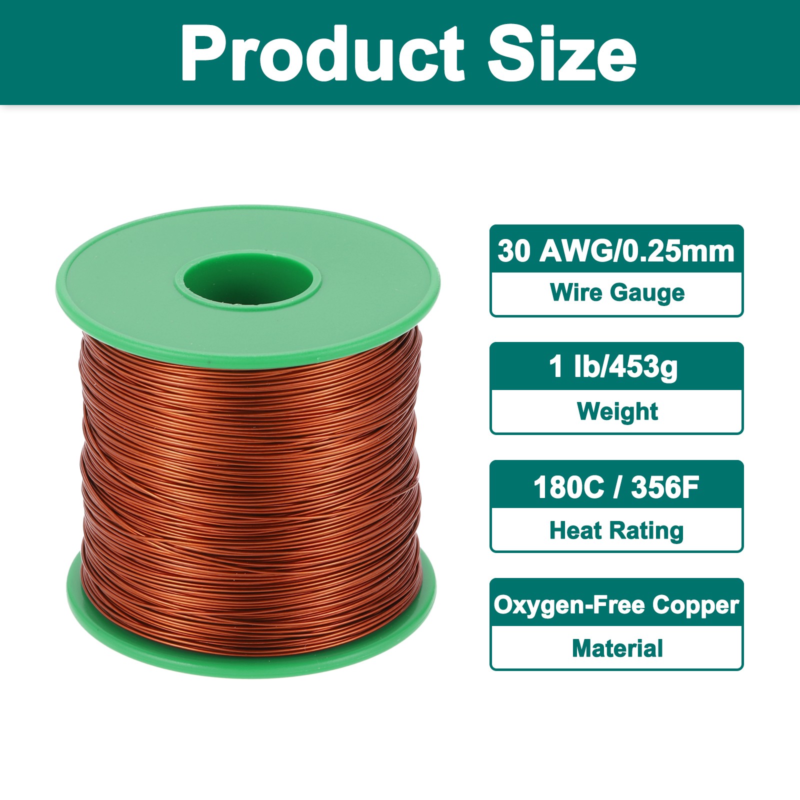 30 AWG Magnet Wire, 1 lb Magnetic Coil Wire, 180C(356F)