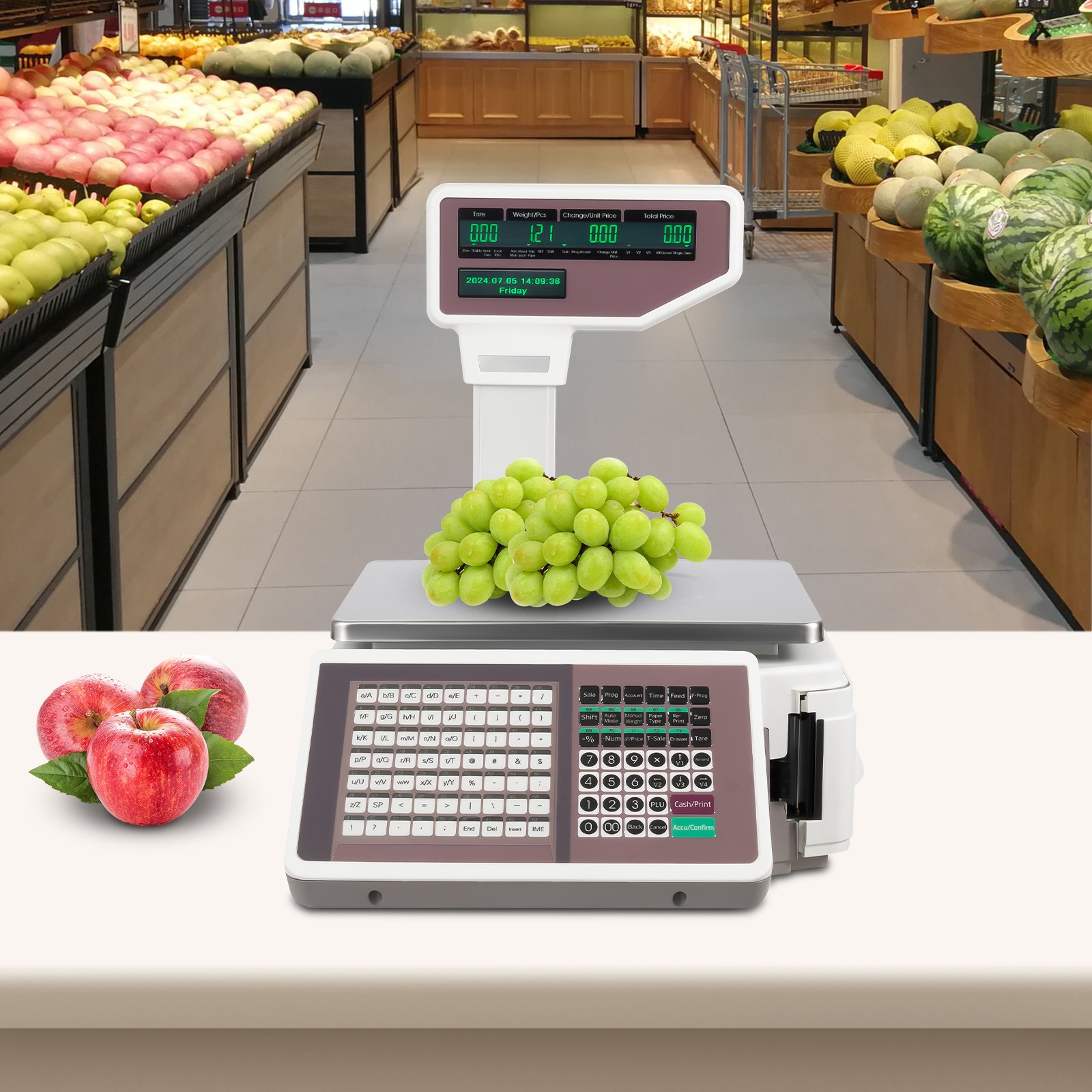 Commercial Digital Price Computing Scale with Thermal Label Printer Supermarket