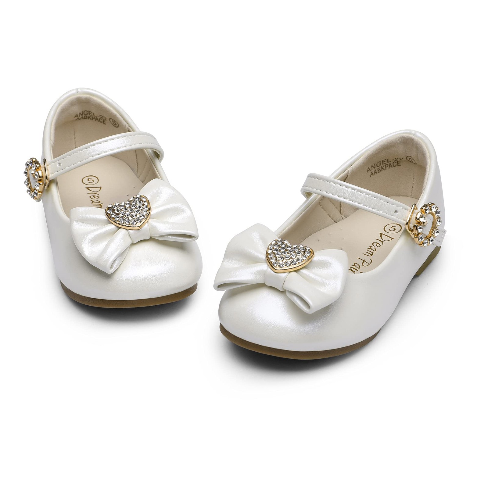 Girls Mary Jane Dress Shoes for Toddler Heart Rhinestone Front Bow Ballerina …