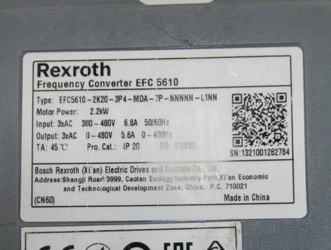 REXROTH EFC5610-2K20-3P4-MDA-7P-NNNNN-L1NN FREQUENCY CONVERTER