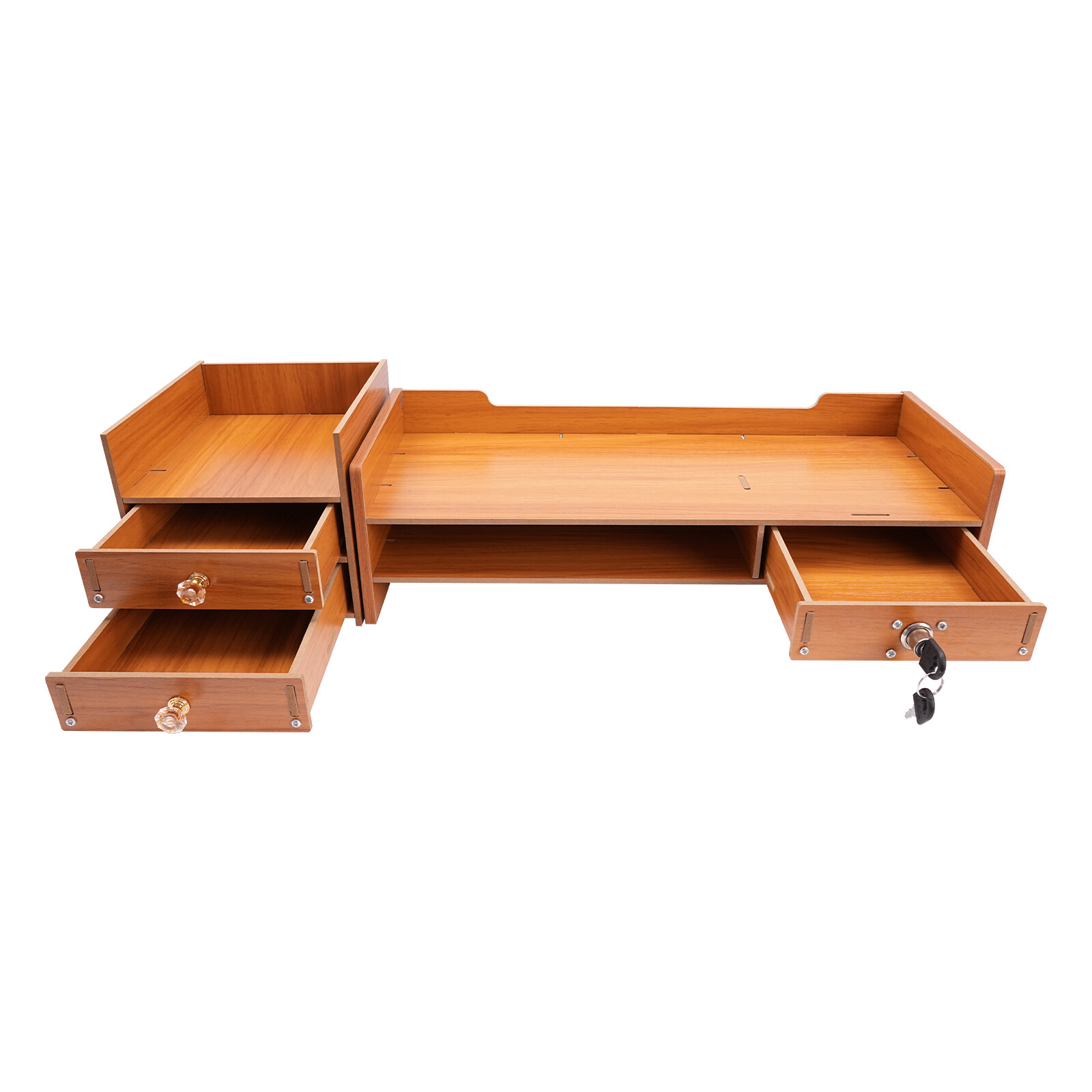 Wooden Desk Organizer with Drawers Office Supplies Computer Desktop Tabletop