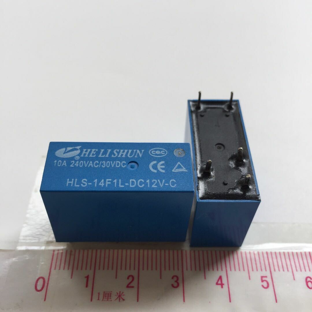 2Pcs HELISHUN HLS-14F1L-DC12V-C Power Relay 5Pins 10A 240VAC